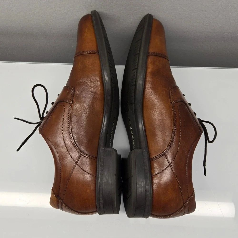 Florsheim Cap Toe Derby Dress Shoes Mens 10.5D Cognac Brown Leather Comfortech